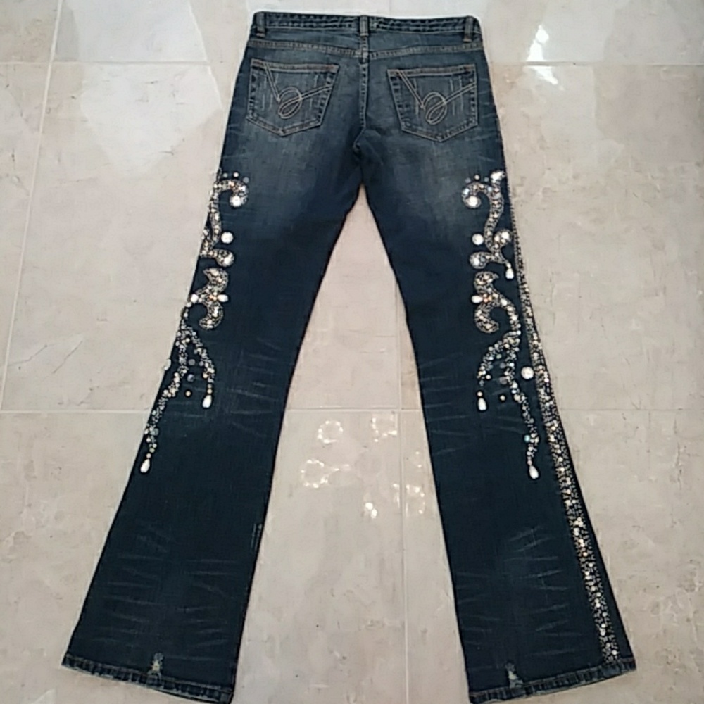 "RARE"bebe Crystal Stretch Jeans - Picture 4 of 6